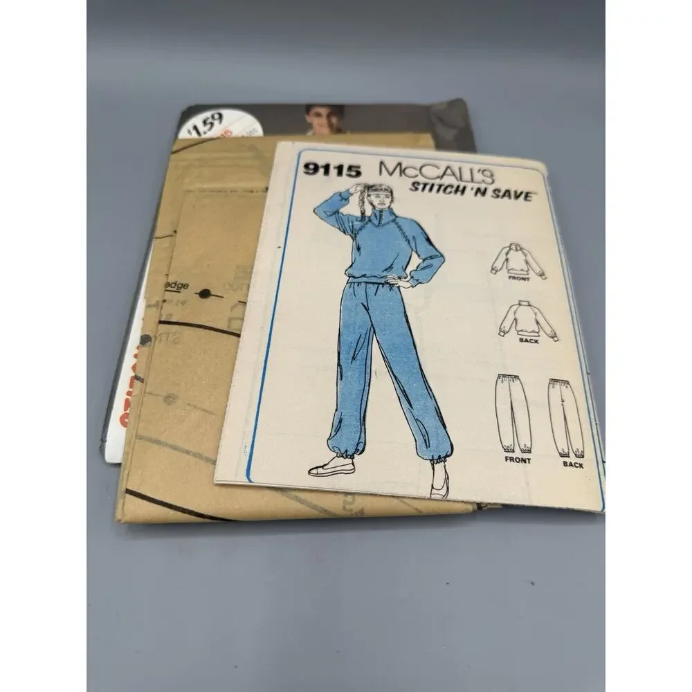Vintage McCall’s 9115 Stitch N Save Sweatshirt Jogger Pattern Size B Uncut